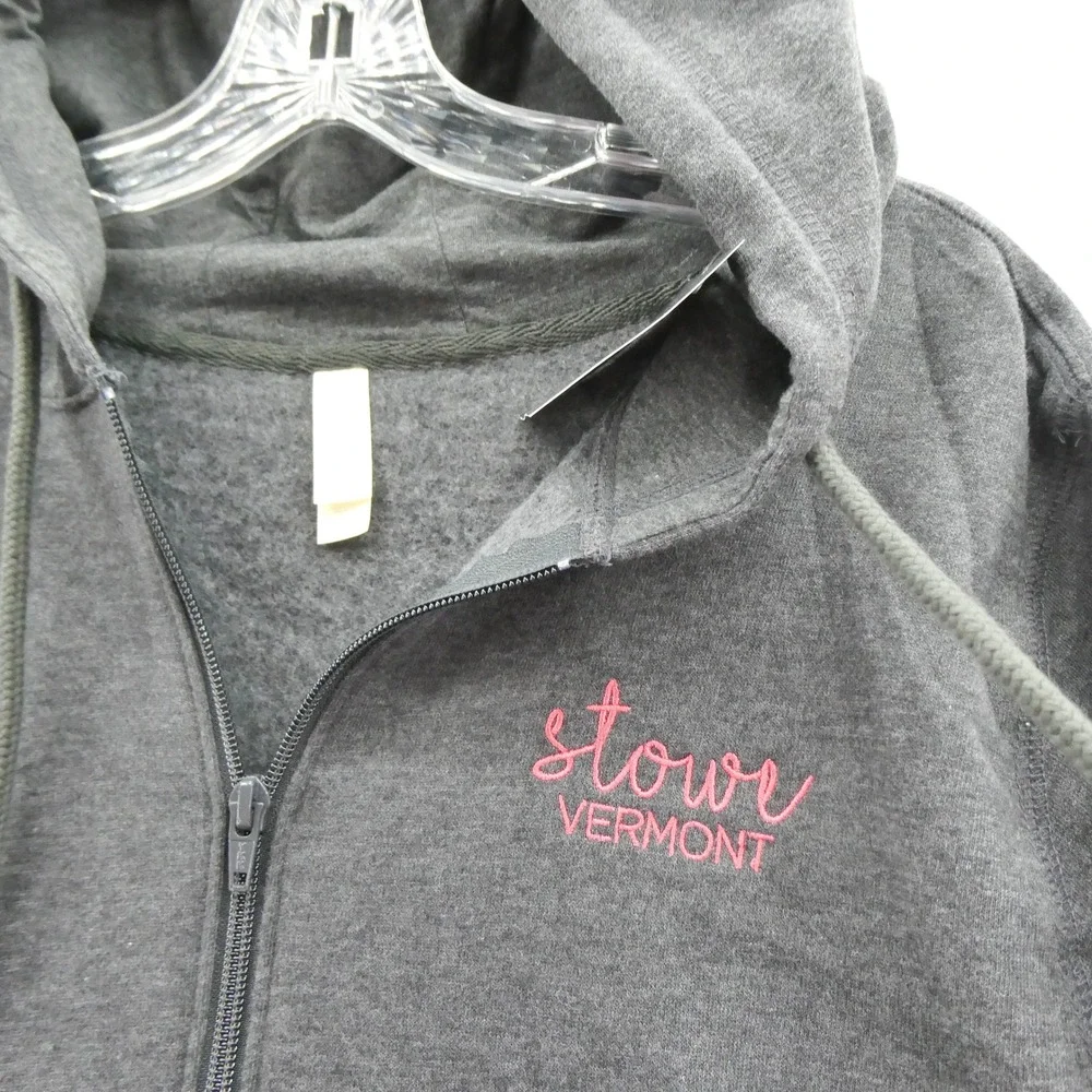 Ouray Hoodie Women Medium Stowe Vermont Charcoal Gray Quarter Zip Fleece Cotton‎